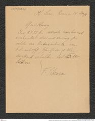 Nachlass Franz Steindachner, Brief von Franz Sikora an das k.k. naturhistorische Hofmuseum (14.12.1896), Inv.Nr. 482.13, Seite 1
